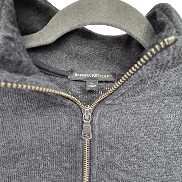 Banana Republic 1/4 Zip Up Pullover Sweater Grey Men's Medium - Picture 4 of 9